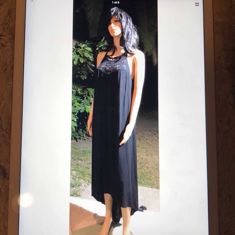 MOSSIMO CUTE BOHEMIAN LONG BLK HALTER DRESS XS